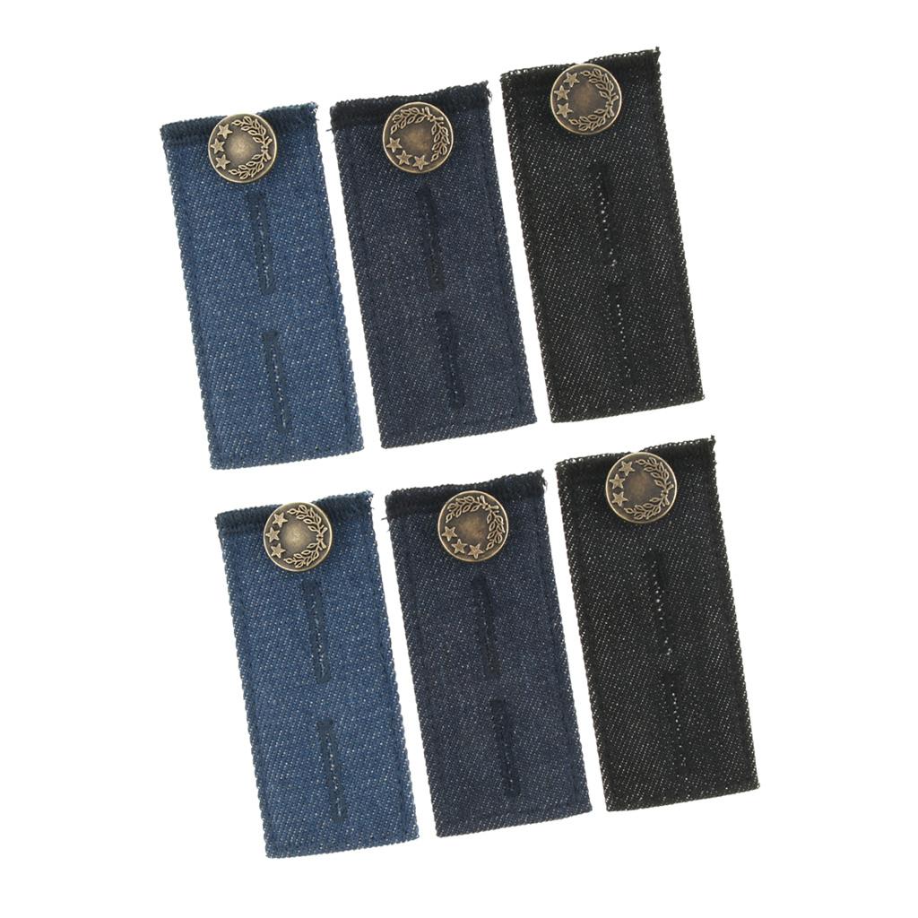 6/pack Denim Pants Waist Extender Strong Adjustable Jeans Button Extenders
