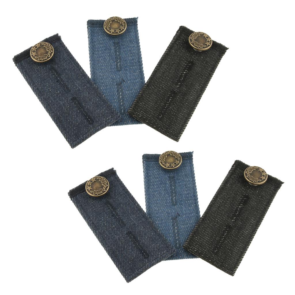 6/pack Denim Pants Waist Extender Strong Adjustable Jeans Button Extenders