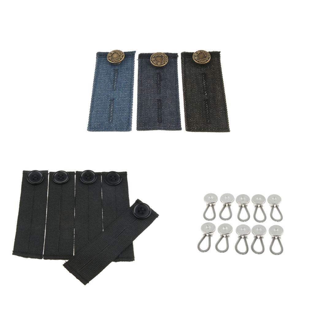 18x Elastic Pants Waist Extender Adjustable Jeans Trousers Button Extender