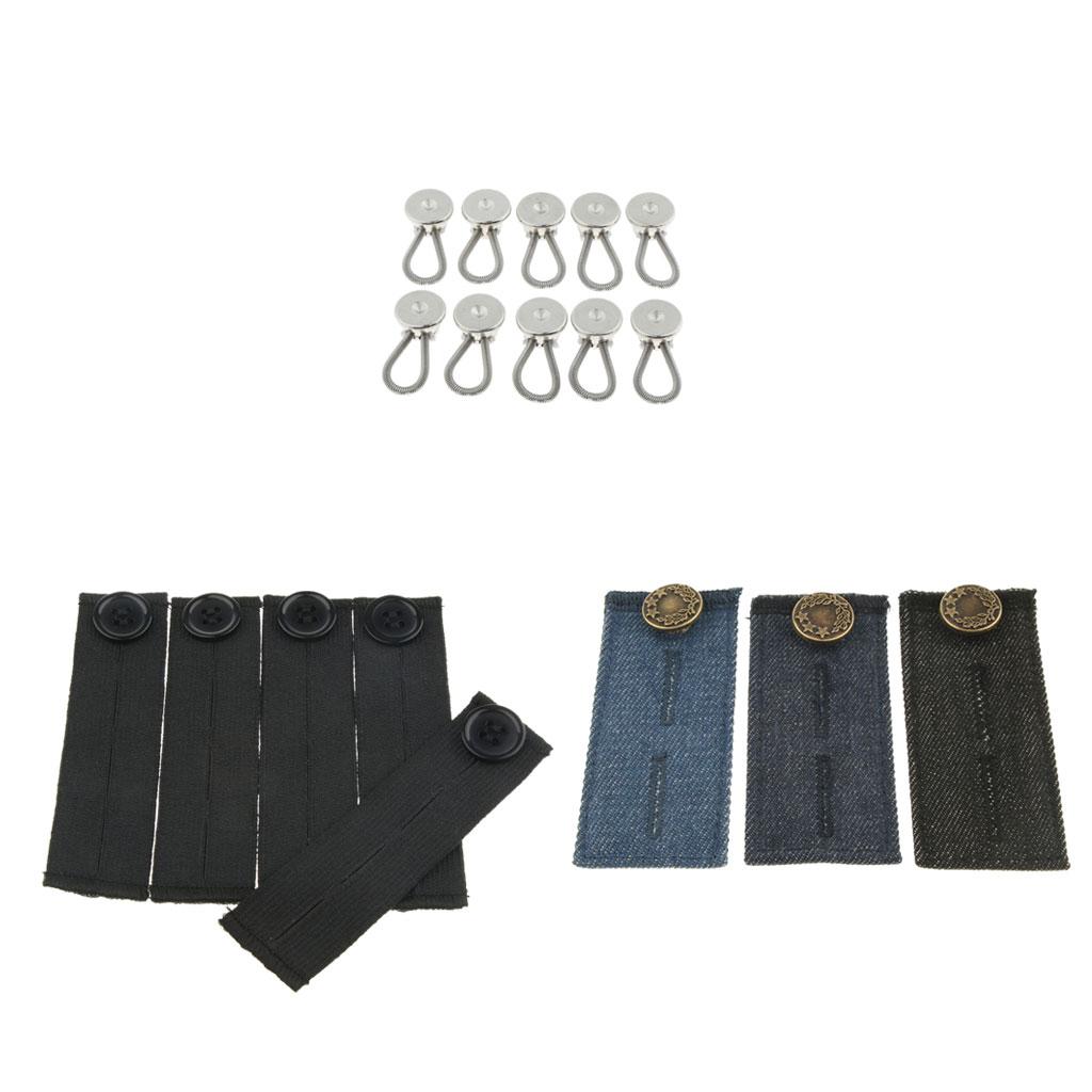 18x Elastic Pants Waist Extender Adjustable Jeans Trousers Button Extender
