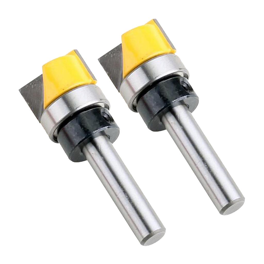 2Pcs Carbide Tipped Hinge Mortise Flush Trim Template Router Bit - 8mm Shank