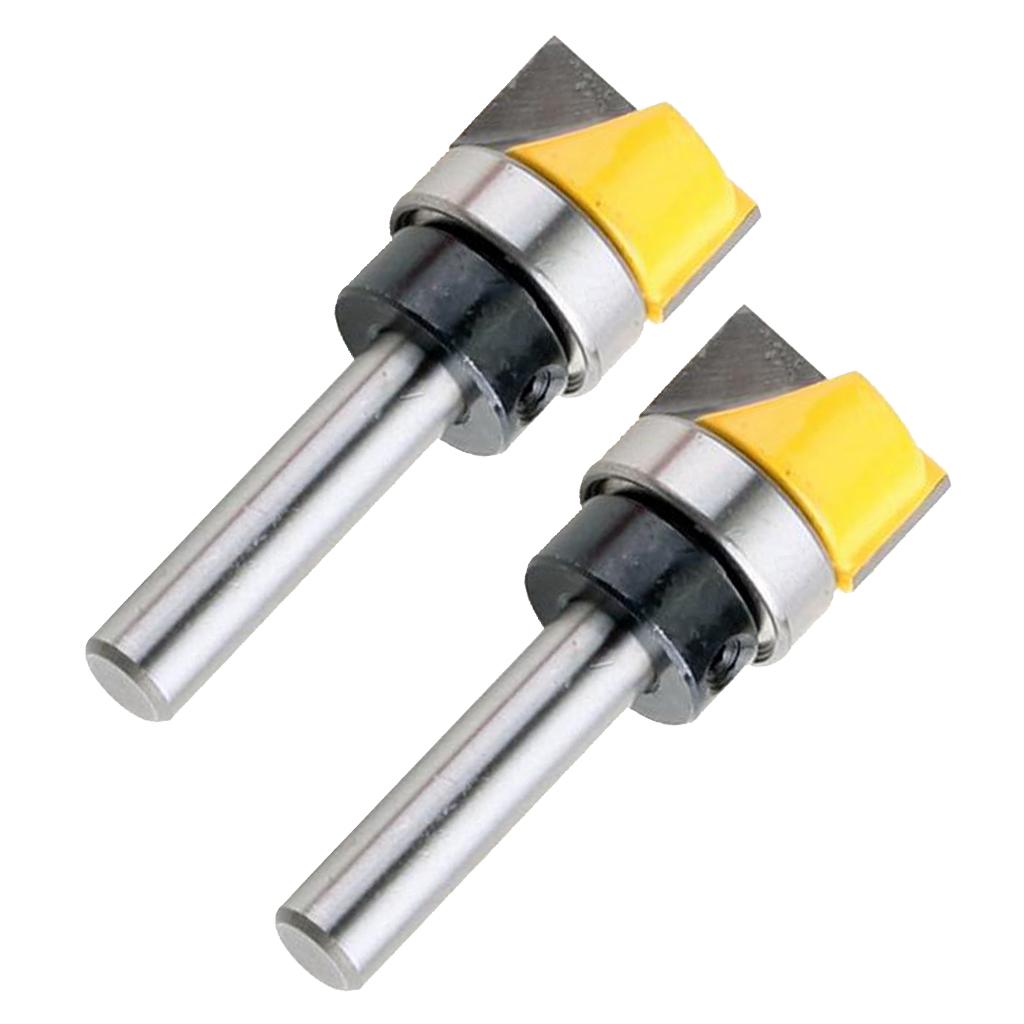2Pcs Carbide Tipped Hinge Mortise Flush Trim Template Router Bit - 8mm Shank