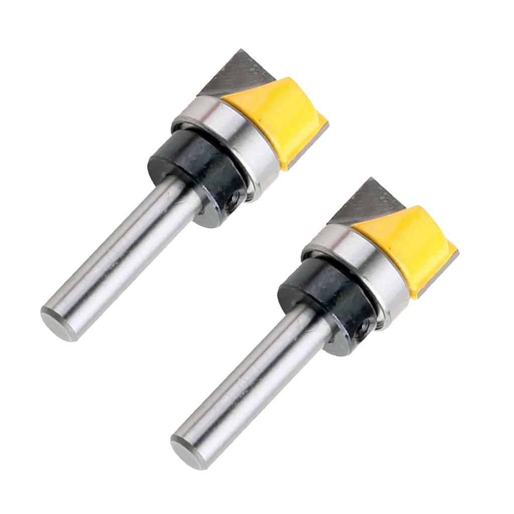 2Pcs Carbide Tipped Hinge Mortise Flush Trim Template Router Bit - 8mm Shank