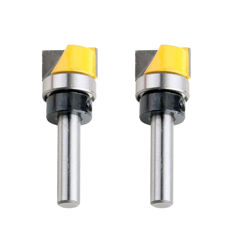 2Pcs Carbide Tipped Hinge Mortise Flush Trim Template Router Bit - 8mm Shank