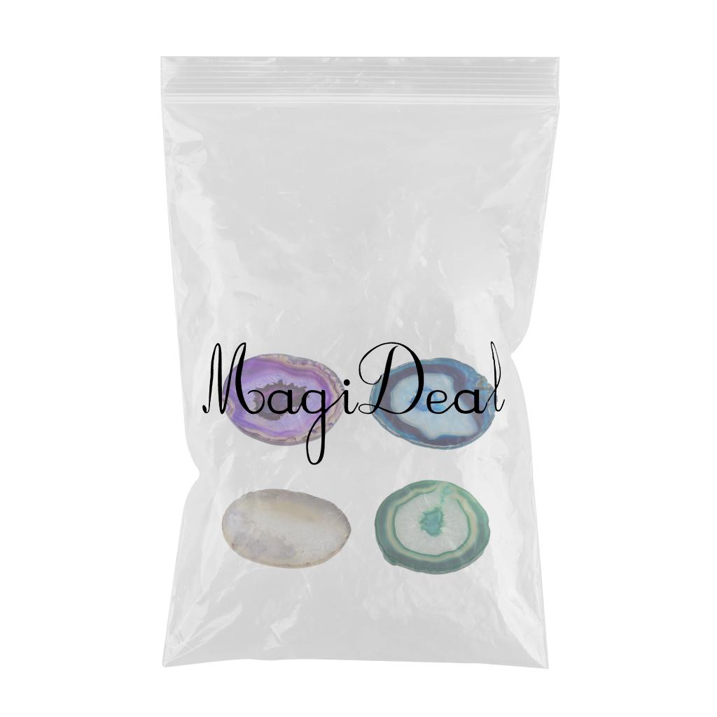 4x Natural Agate Quartz Crystal Slice Coaster Home Ornament 80-100mm Mixed 2