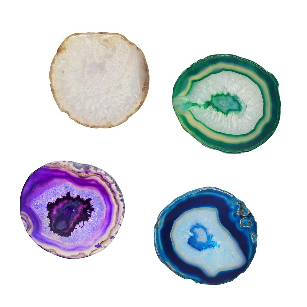 4x Natural Agate Quartz Crystal Slice Coaster Home Ornament 80-100mm Mixed 2