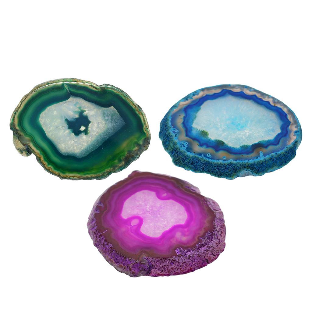 3x Natural Agate Quartz Crystal Slice Coaster Home Ornament 80-100mm 7#