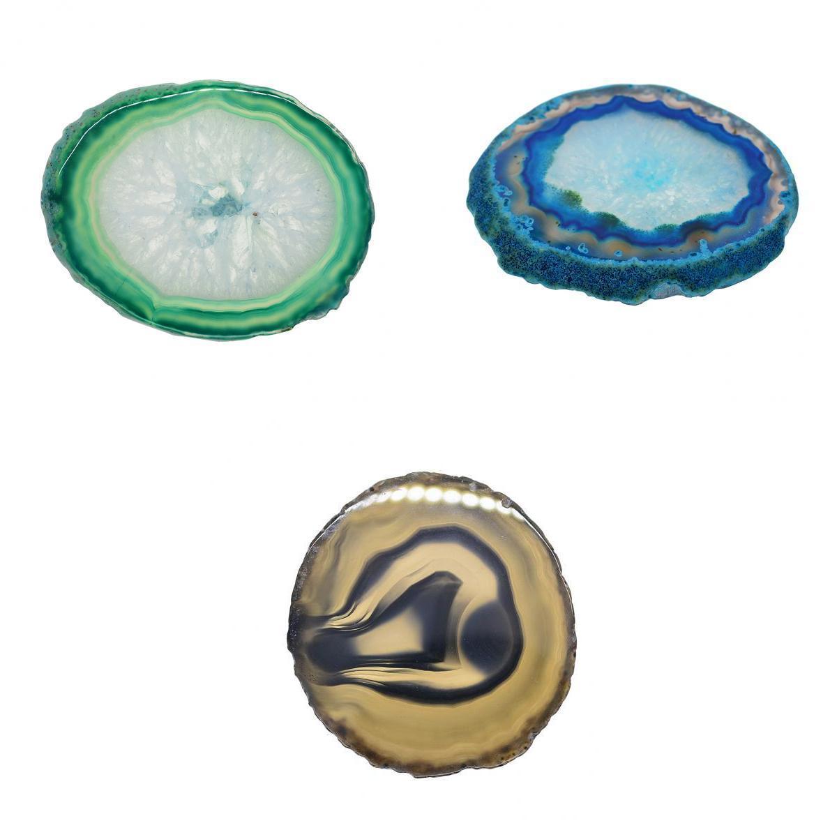 3x Natural Agate Quartz Crystal Slice Coaster Home Ornament 80-100mm 8#