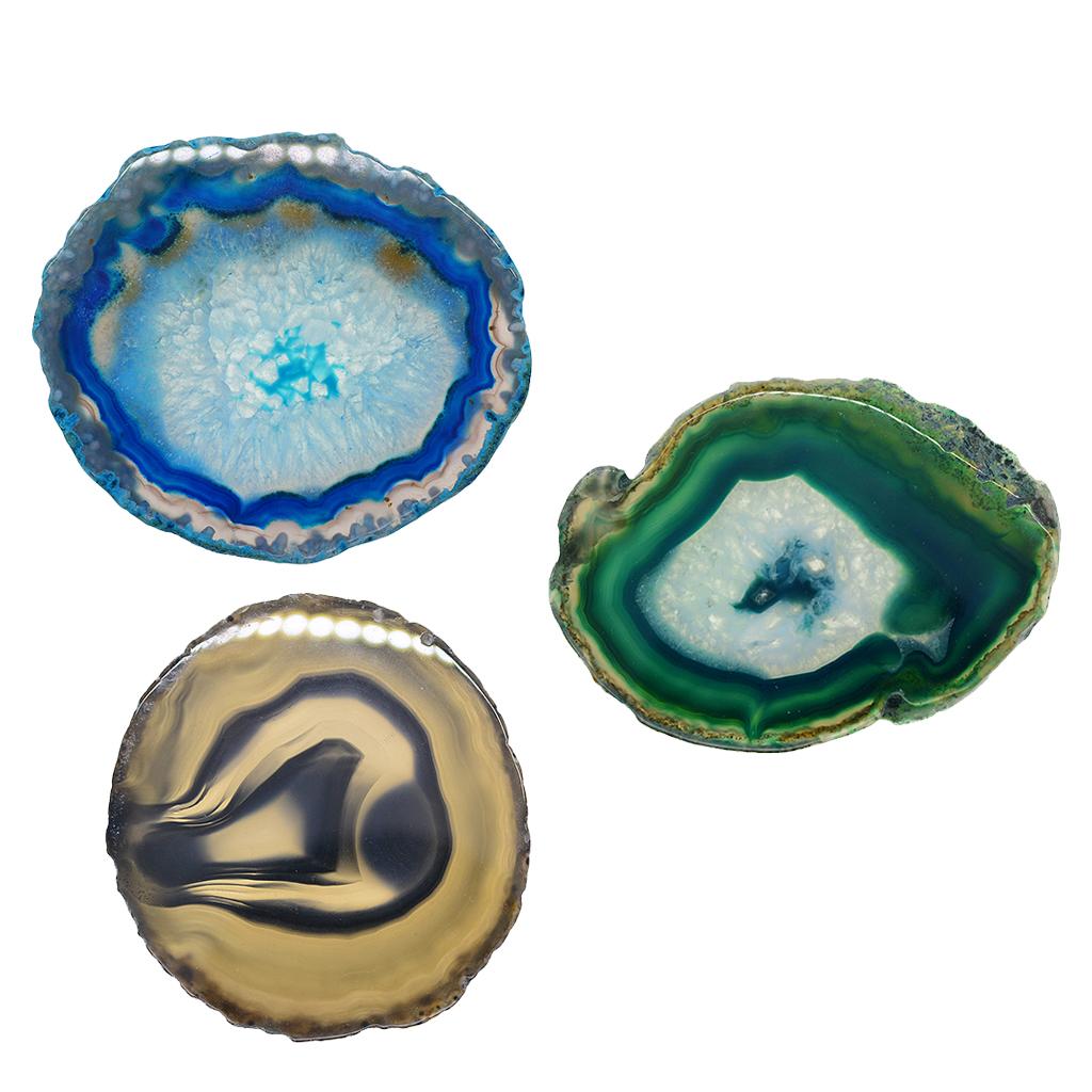 3x Natural Agate Quartz Crystal Slice Coaster Home Ornament 80-100mm 8#
