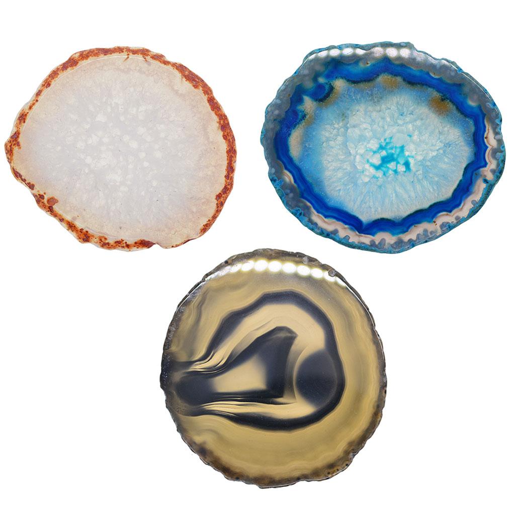 3x Natural Agate Quartz Crystal Slice Coaster Home Ornament 60-80mm 9#