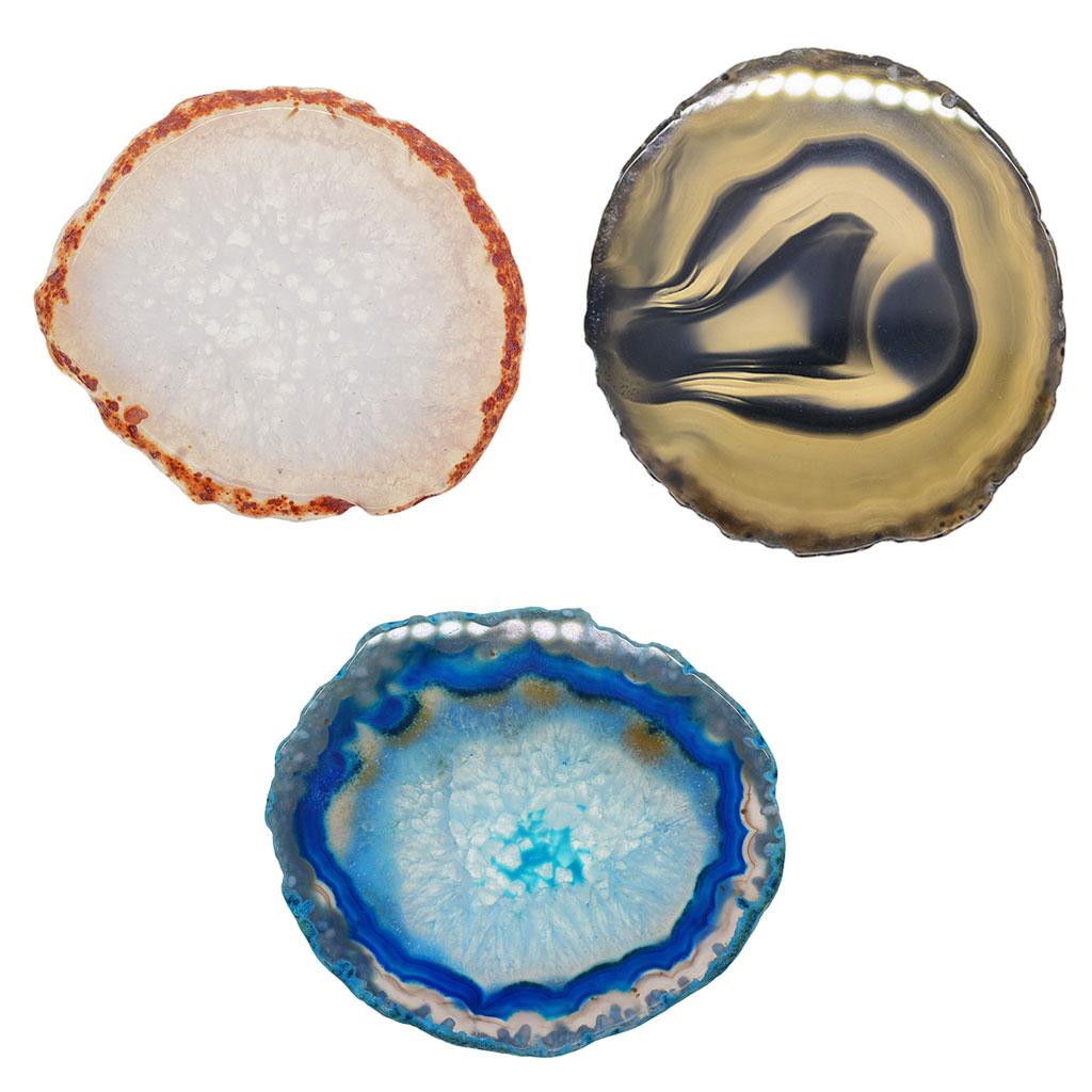 3x Natural Agate Quartz Crystal Slice Coaster Home Ornament 60-80mm 9#