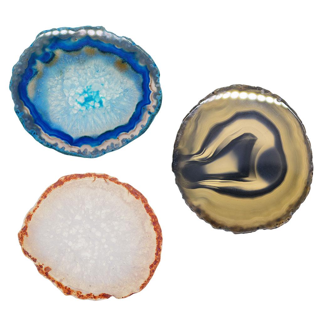 3x Natural Agate Quartz Crystal Slice Coaster Home Ornament 60-80mm 9#