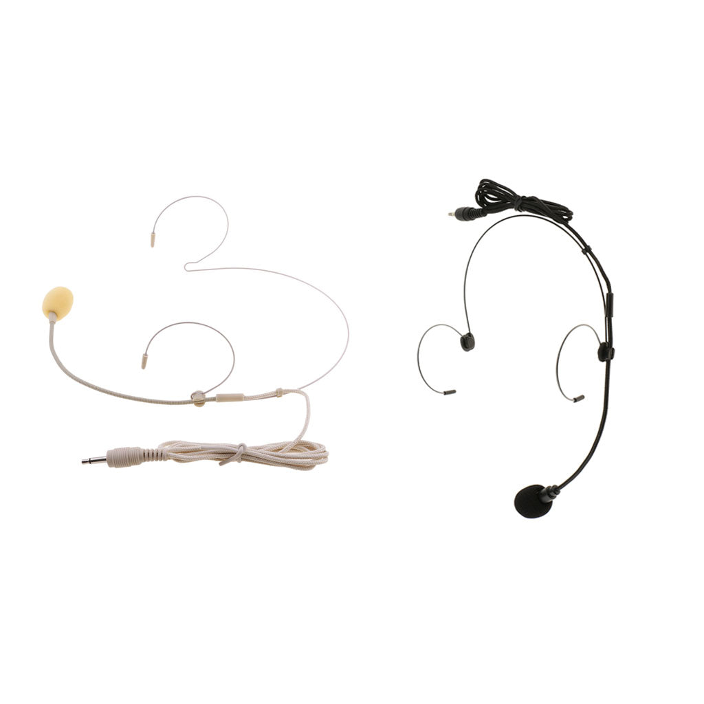 2pcs Double Earhook Wired Headset Headworn Microphone 3.5mm Straight Angle