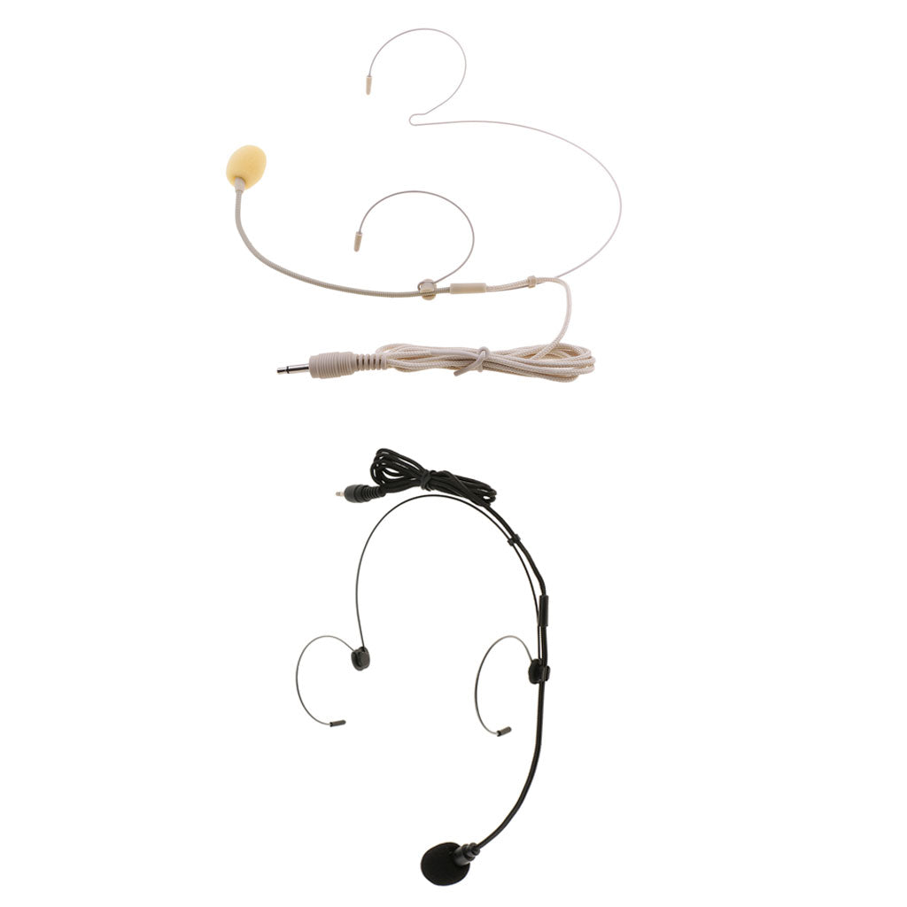 2pcs Double Earhook Wired Headset Headworn Microphone 3.5mm Straight Angle