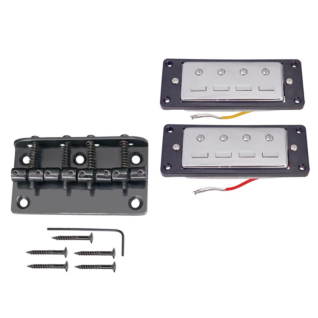 2pcs Mini Humbucker Pickups with Bridge for 4 String Electric Bass Parts