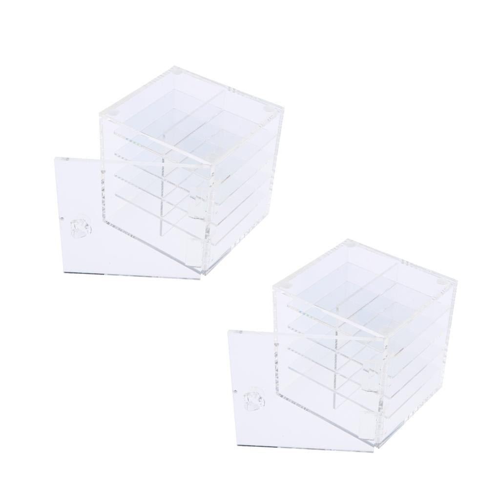 2x Acrylic 10 Layer False Eyelash Storage Case Organizer Makeup Glue Pallet