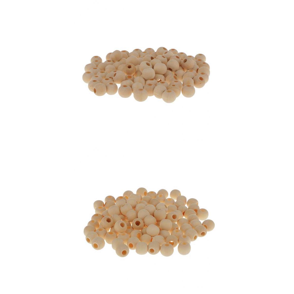 200Pcs Natural Plain Round Unfinished Wooden Loose Spacer Beads 12mm+10mm