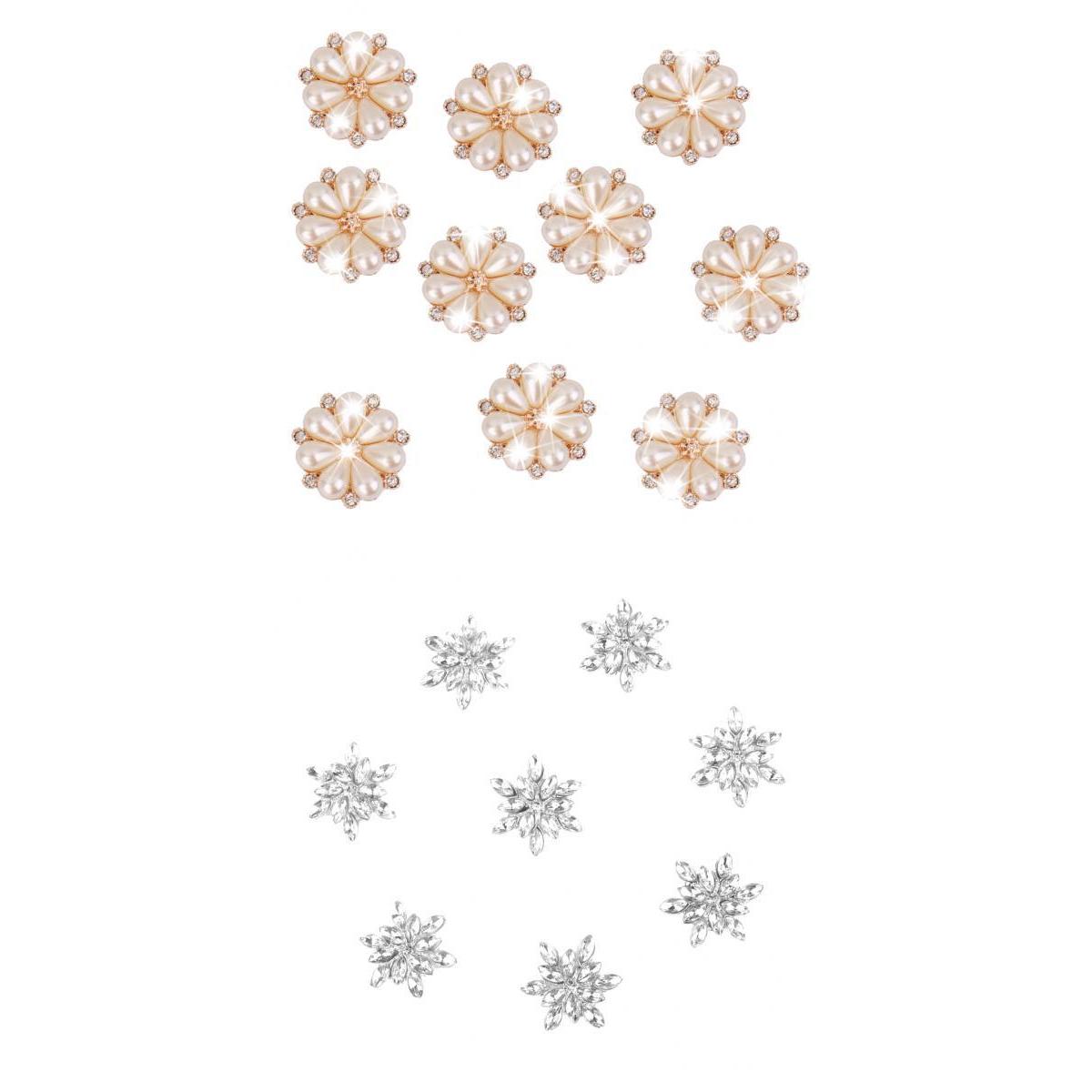 20x Flower Rhinestone Crystal Pearl Embellishment Buttons Flatback Jewelry
