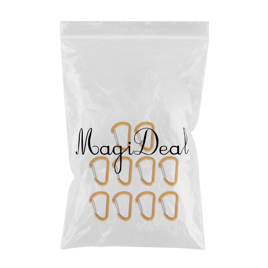 10Pcs Aluminum Alloy Carabiner Outdoor D Shape Quickdraw Sandblasted gold