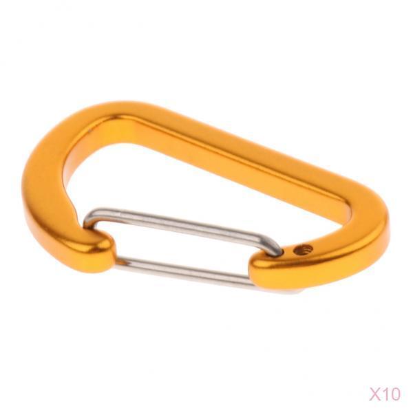 10Pcs Aluminum Alloy Carabiner Outdoor D Shape Quickdraw Sandblasted gold
