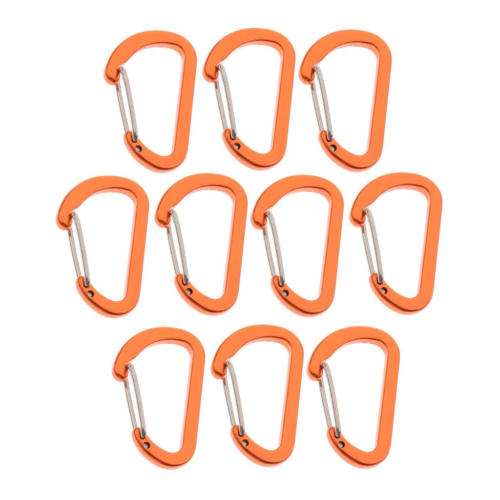 10Pcs Aluminum Alloy Carabiner Outdoor D Shape Quickdraw Sandblasted orange