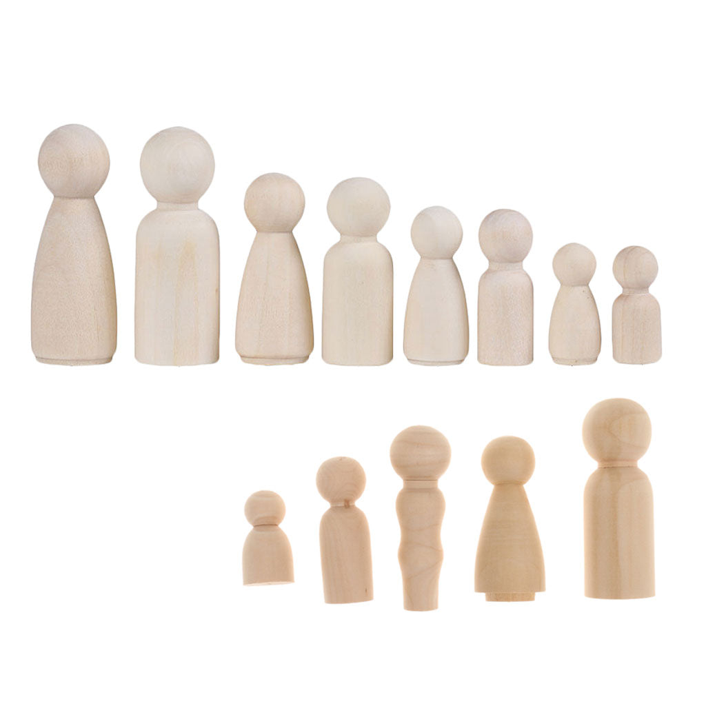 17 Pieces/Set Wooden People Peg Doll DIY Crafts Little Child Man Lady Couple