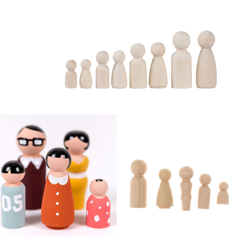 17 Pieces/Set Wooden People Peg Doll DIY Crafts Little Child Man Lady Couple