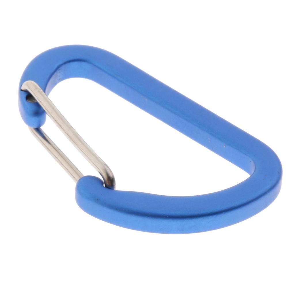 10Pcs Aluminum Alloy Carabiner Outdoor D Shape Quickdraw Frosted sky blue