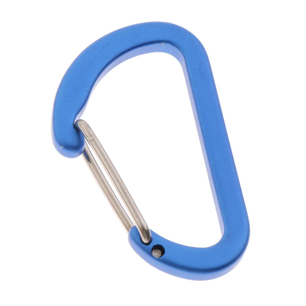 10Pcs Aluminum Alloy Carabiner Outdoor D Shape Quickdraw Frosted sky blue