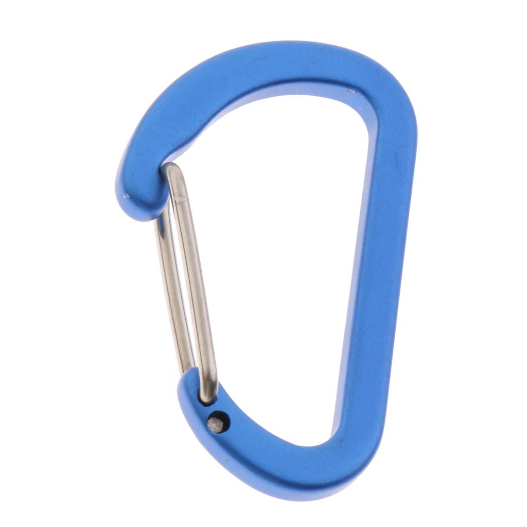 10Pcs Aluminum Alloy Carabiner Outdoor D Shape Quickdraw Frosted sky blue
