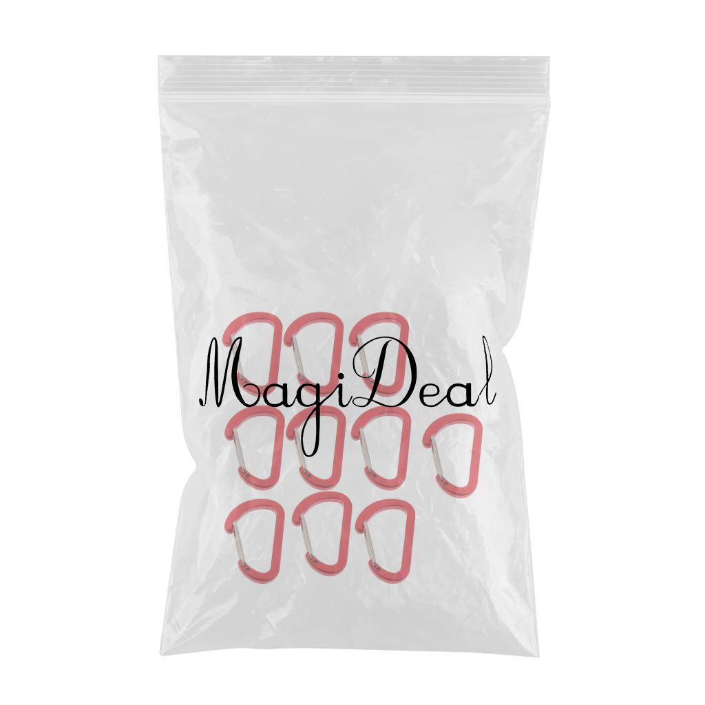 10Pcs Aluminum Alloy Carabiner Outdoor D Shape Quickdraw Frosted red