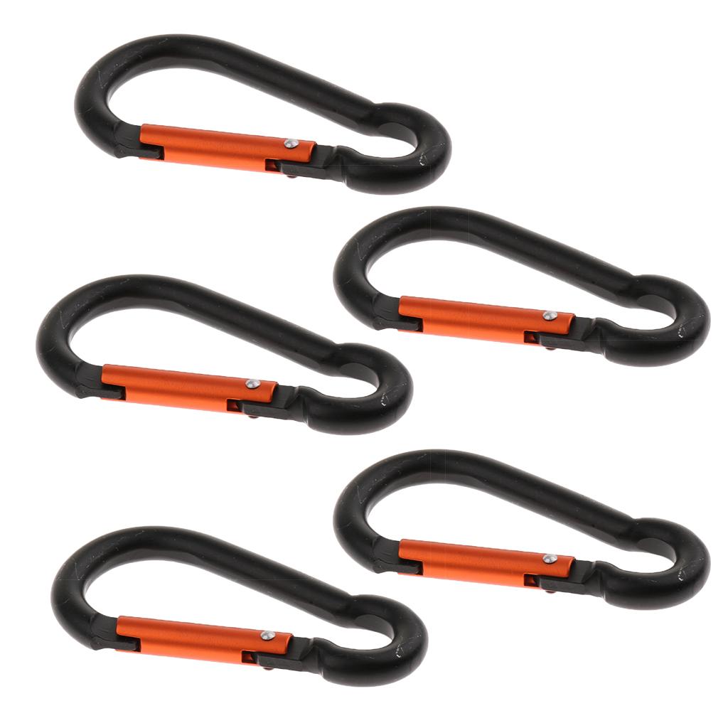 5Pcs Aluminum Carabiner Gourd Shape Spring Buckle Hook Clip Matt black