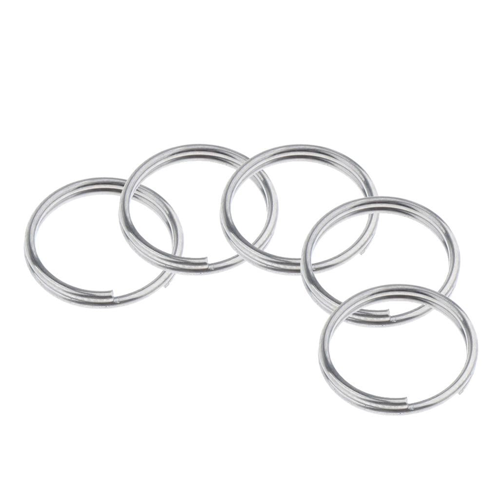 5pcs Titanium Keychain Split Ring Keyring Holder Hanging Loop 14mm Silver