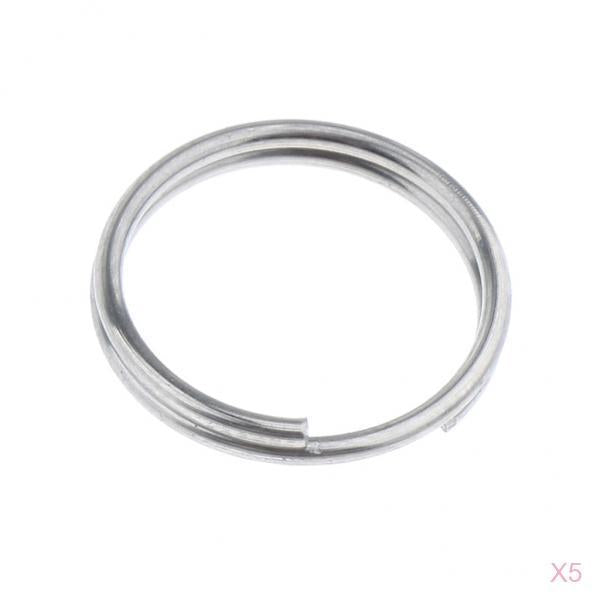 5pcs Titanium Keychain Split Ring Keyring Holder Hanging Loop 14mm Silver