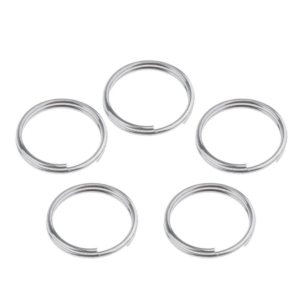 5pcs Titanium Keychain Split Ring Keyring Holder Hanging Loop 14mm Silver