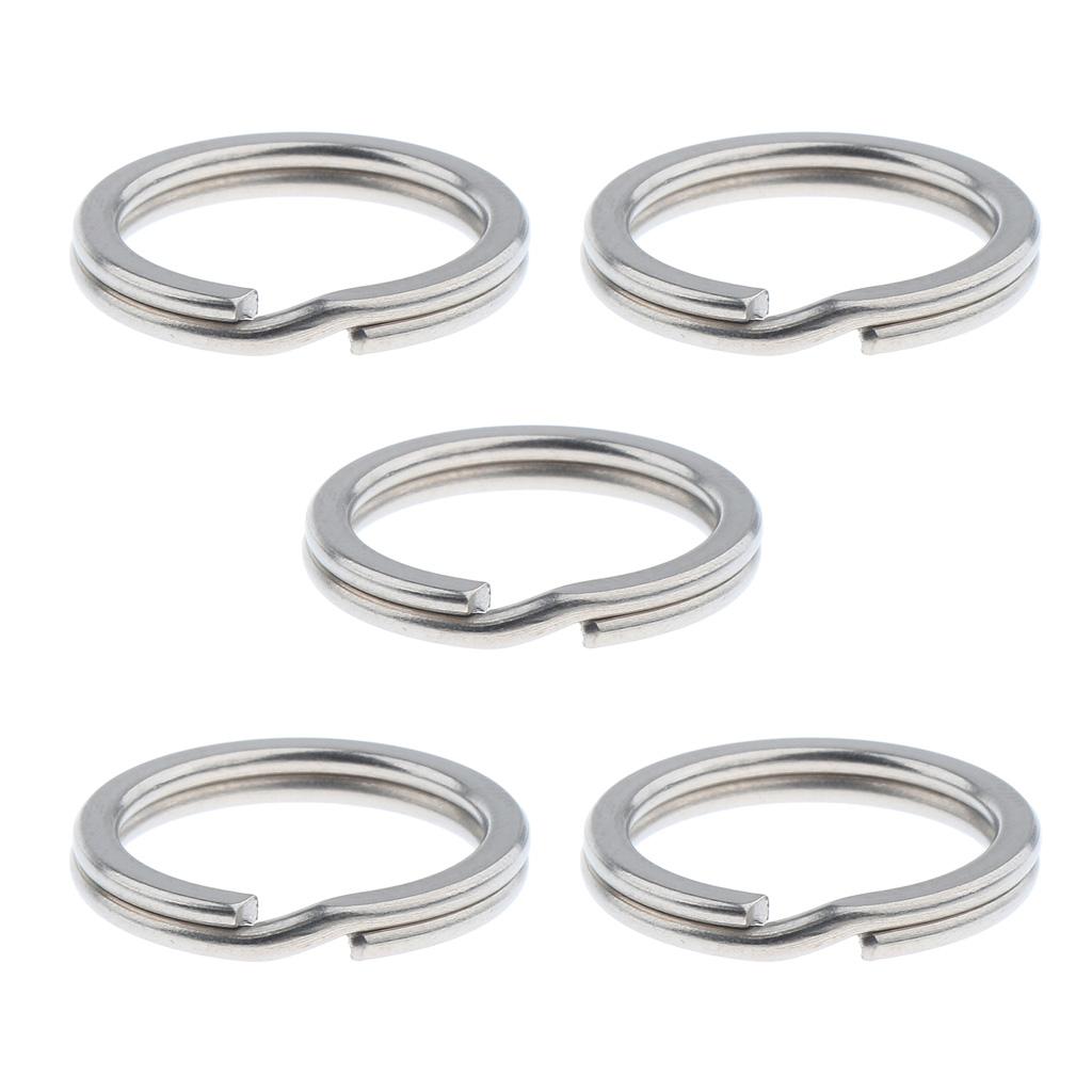 5pcs Titanium Keychain Split Ring Keyring Holder Hanging Loop 18mm Silver