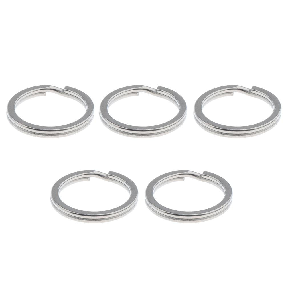 5pcs Titanium Keychain Split Ring Keyring Holder Hanging Loop 25mm Silver