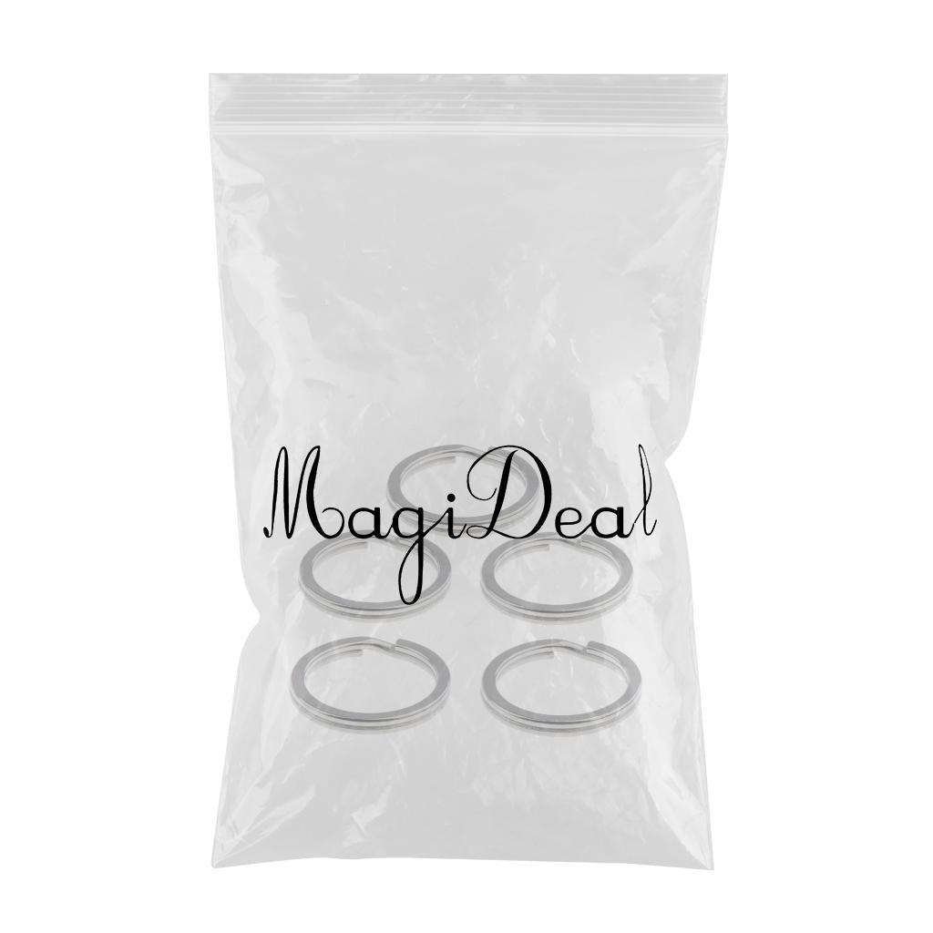 5pcs Titanium Keychain Split Ring Keyring Holder Hanging Loop 32mm Silver