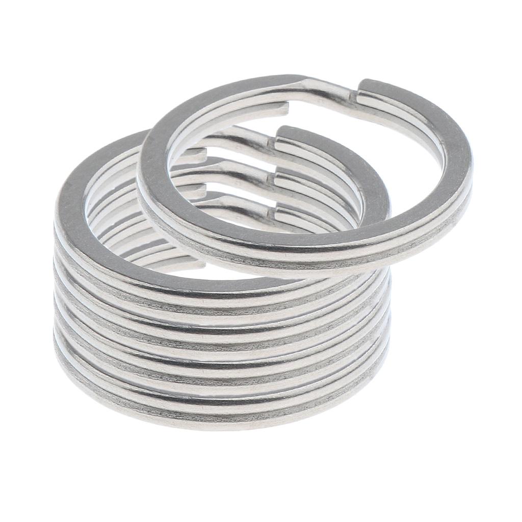 5pcs Titanium Keychain Split Ring Keyring Holder Hanging Loop 32mm Silver