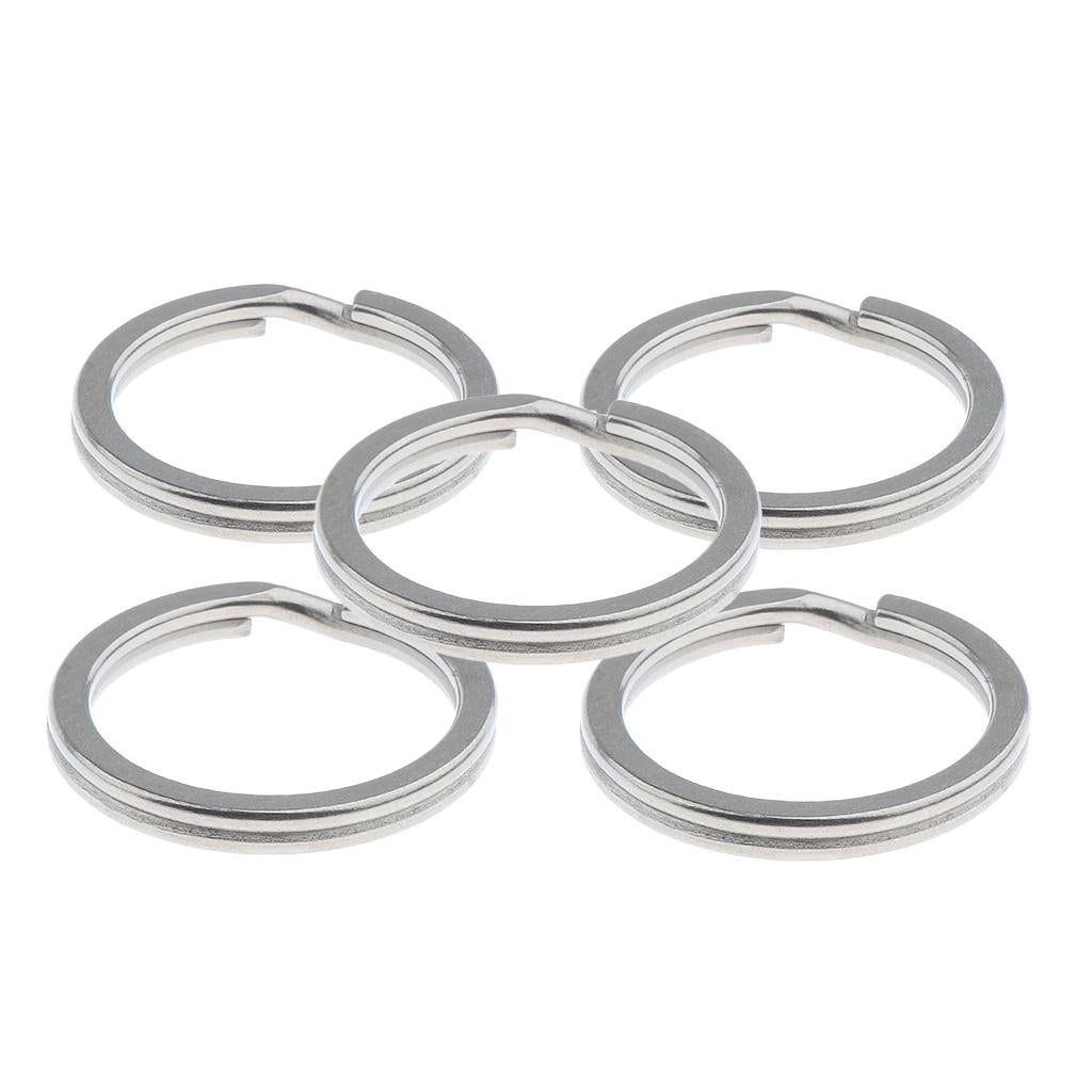 5pcs Titanium Keychain Split Ring Keyring Holder Hanging Loop 32mm Silver