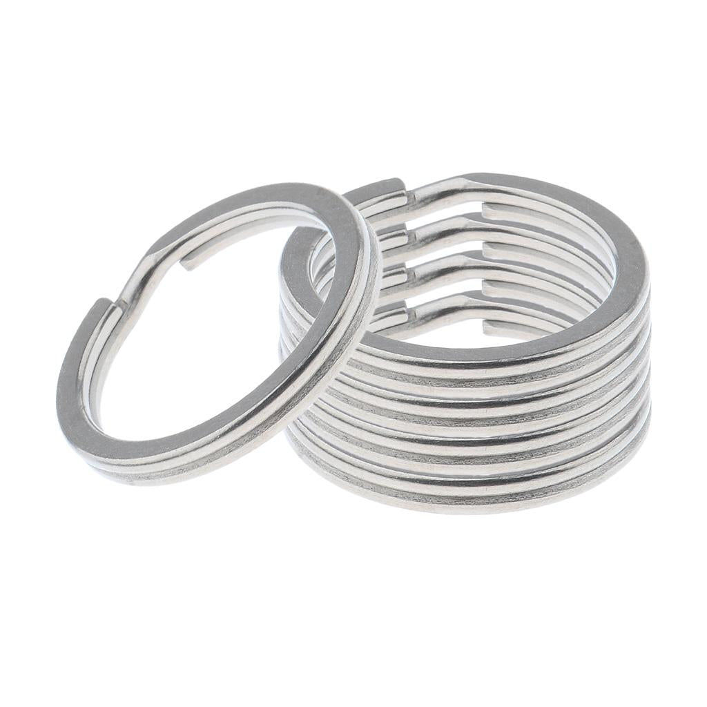 5pcs Titanium Keychain Split Ring Keyring Holder Hanging Loop 32mm Silver
