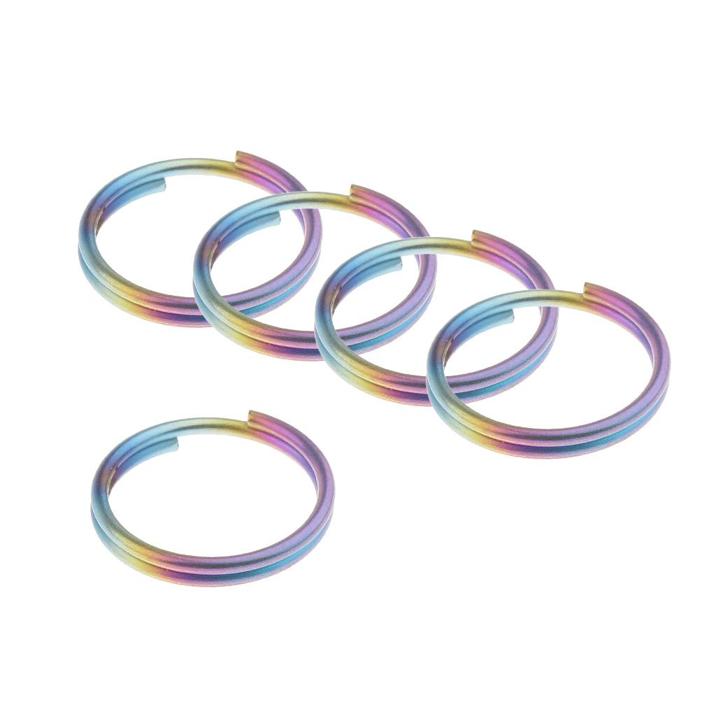 5pcs Titanium Keychain Split Ring Keyring Holder Hanging Loop 14mm Colorful