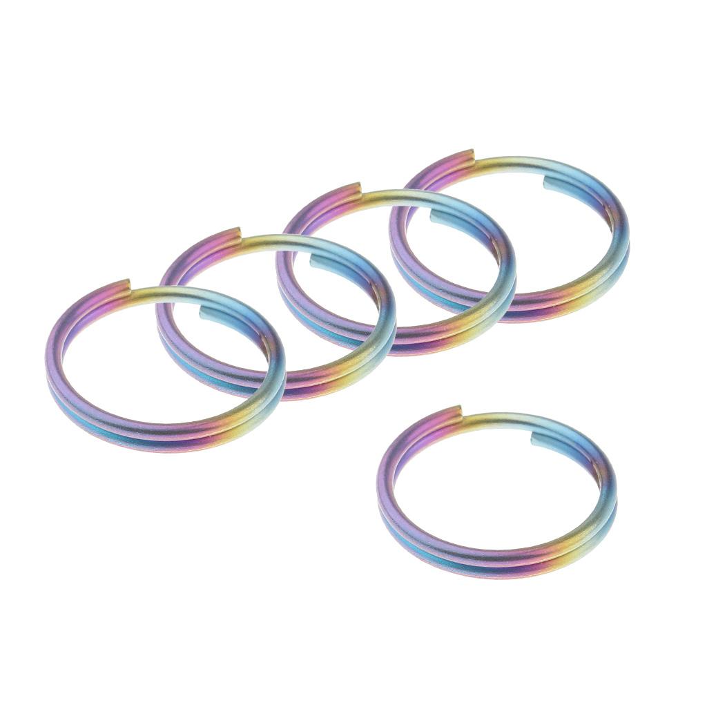 5pcs Titanium Keychain Split Ring Keyring Holder Hanging Loop 14mm Colorful