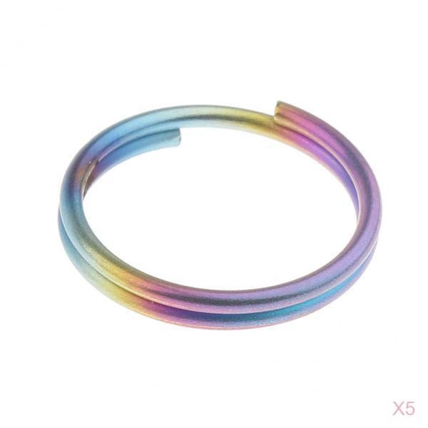 5pcs Titanium Keychain Split Ring Keyring Holder Hanging Loop 14mm Colorful
