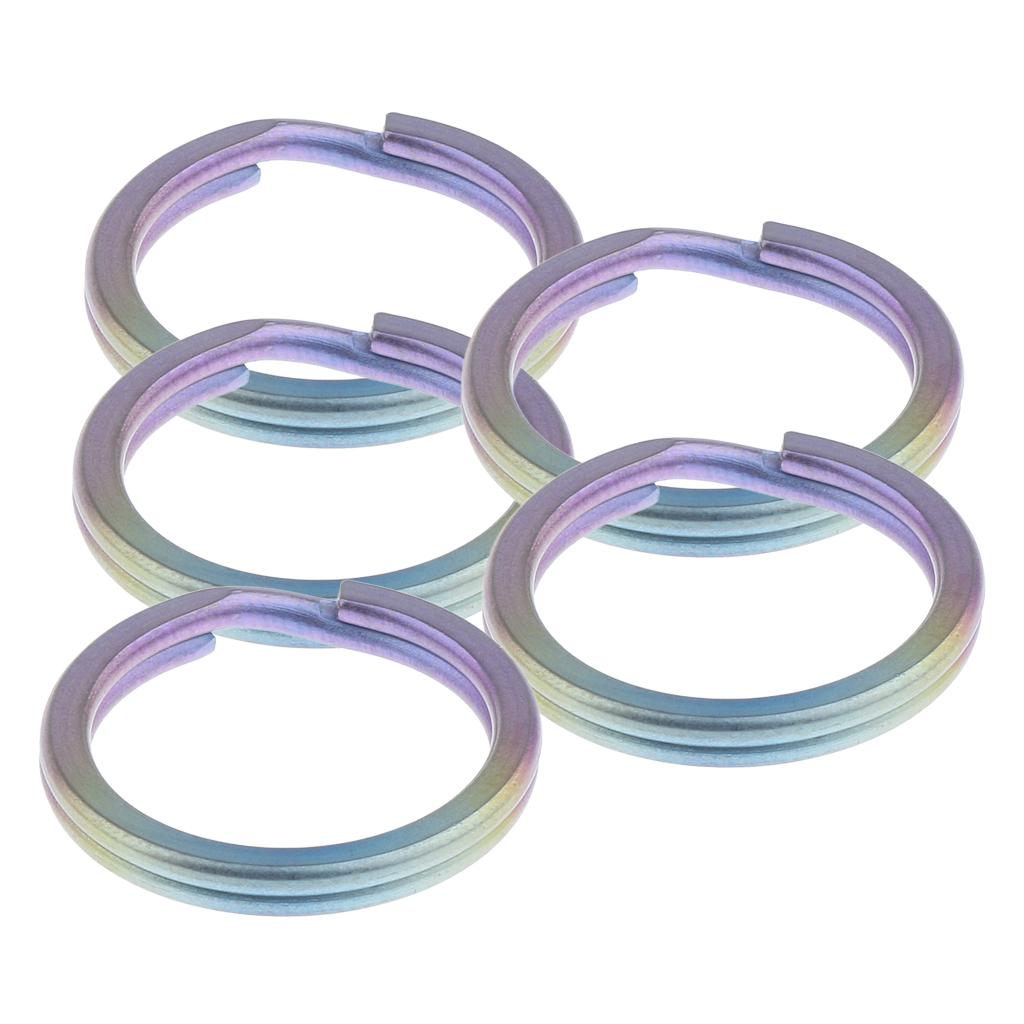 5pcs Titanium Keychain Split Ring Keyring Holder Hanging Loop 18mm Colorful