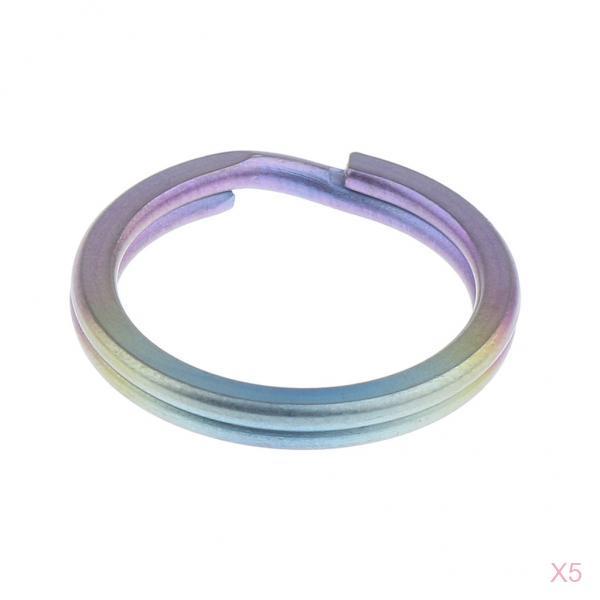 5pcs Titanium Keychain Split Ring Keyring Holder Hanging Loop 18mm Colorful