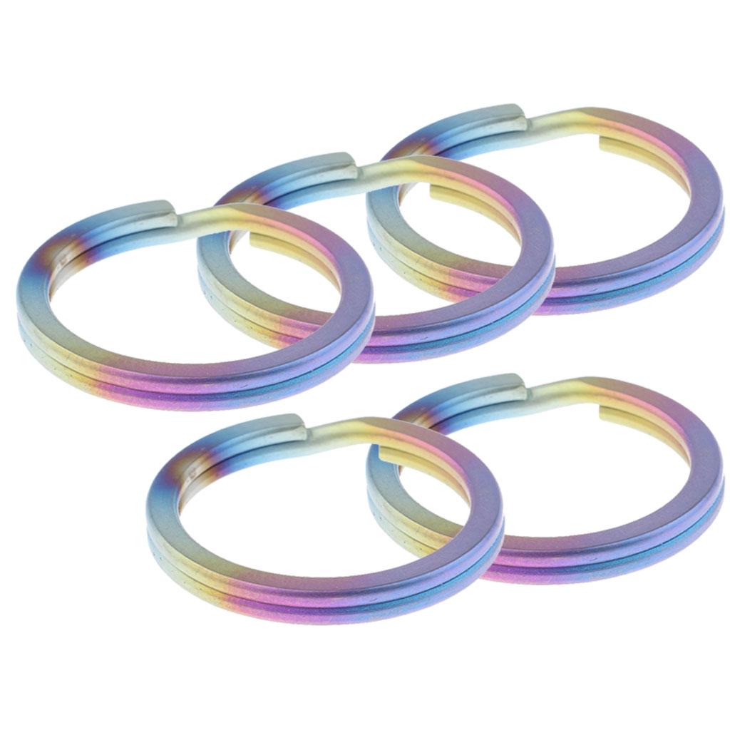 5pcs Titanium Keychain Split Ring Keyring Holder Hanging Loop 25mm Colorful