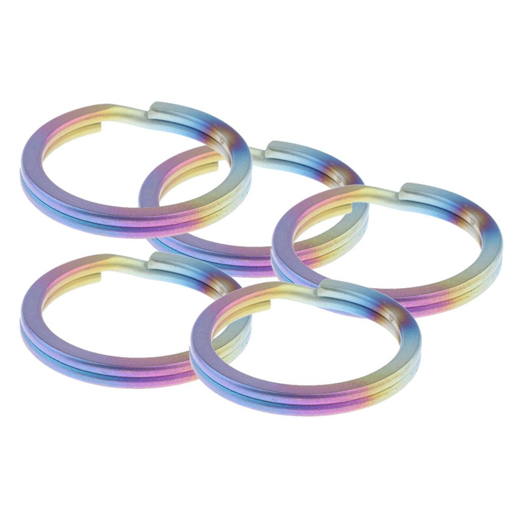 5pcs Titanium Keychain Split Ring Keyring Holder Hanging Loop 25mm Colorful