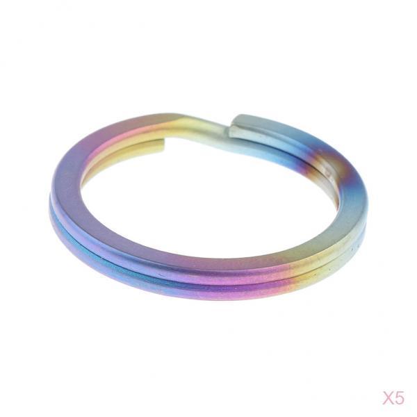 5pcs Titanium Keychain Split Ring Keyring Holder Hanging Loop 25mm Colorful