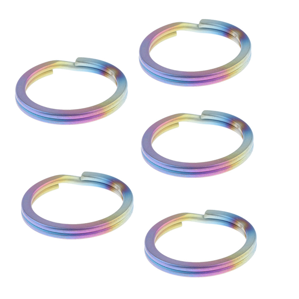 5pcs Titanium Keychain Split Ring Keyring Holder Hanging Loop 32mm Colorful
